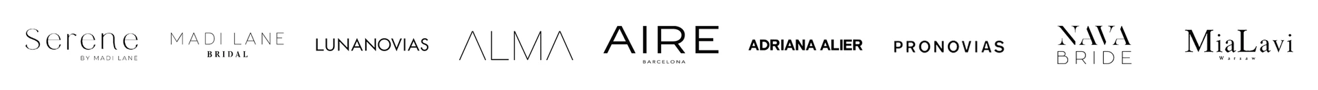 Unsere Designer: Serene, Madi Lane, Luna Novias, Alma Novia, Aire Barcelona, Adriana Alier, Pronovias, Nava Bride, Mia Lavi